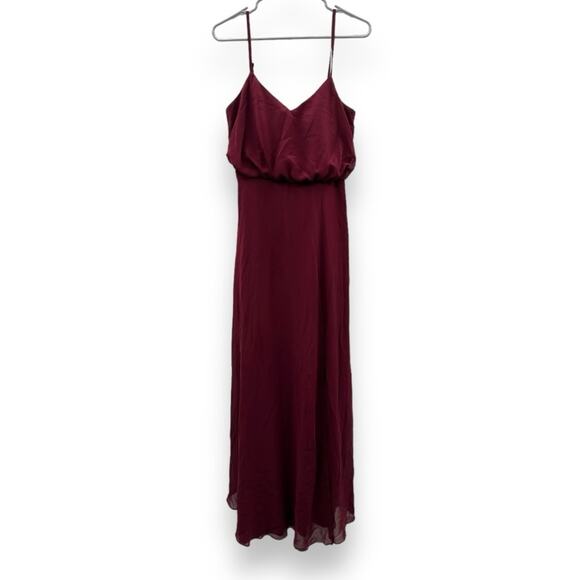 Birdy Grey Gwennie Chiffon Bridesmaid Maxi Dress in Cabernet Red Sz M‎ NEW - Picture 2 of 9
